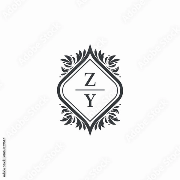 Obraz ZY Initials Wedding Logo Vector Art  Icons  and Graphics