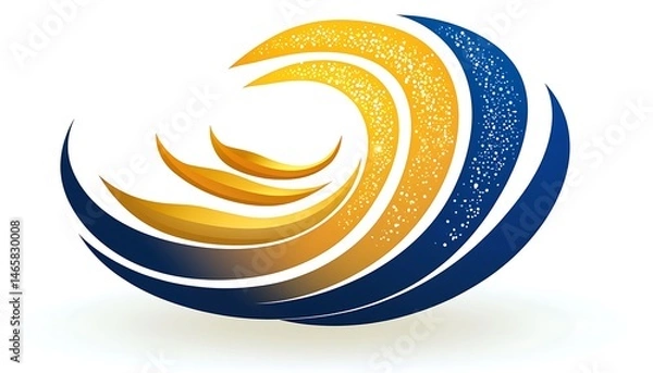 Obraz Abstract swirling waves, gold and blue