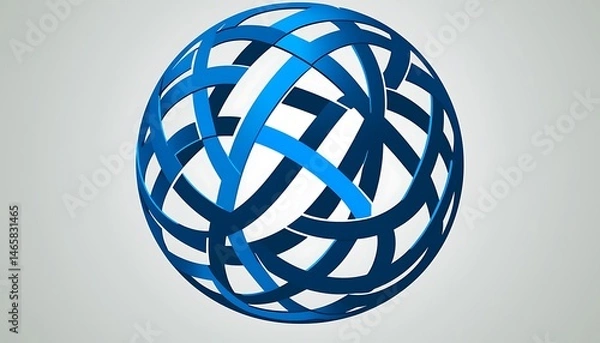 Obraz Abstract blue sphere with interwoven lines