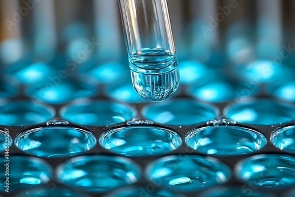 Obraz Pipette dispensing liquid into wells