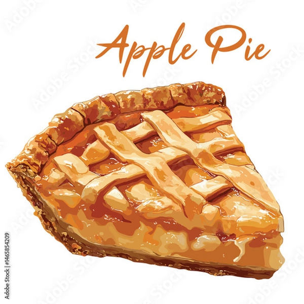 Obraz apple pie in watercolor illustration style, isolated vector on white background