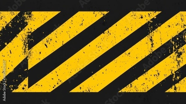 Fototapeta Yellow and black police tape is used to convey the concept of danger of a crime scene, damage, or area that is in an unstable condition during an investigation in an abstract view.