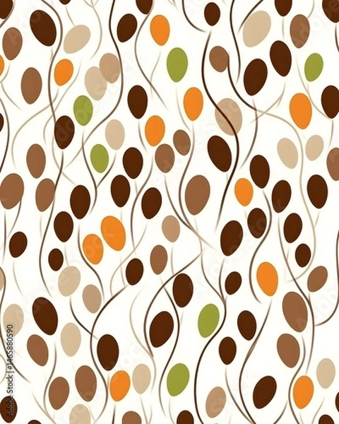 Obraz Abstract pattern of wavy lines and organic shapes in earthy tones