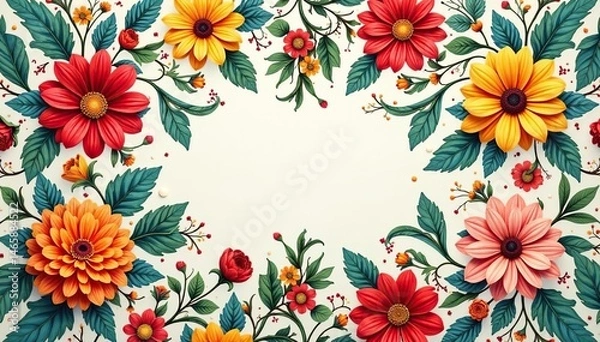 Fototapeta Intricate, flowing floral pattern, continuous design, summer, delicate, surface