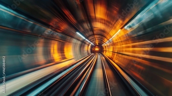 Fototapeta High-Speed Rail Tunnel: A Journey Through Light and Motion