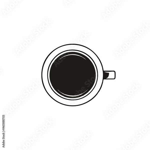 Fototapeta Top View of Coffee Cup. Vector Image