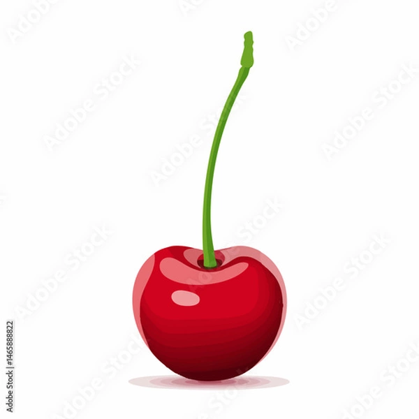 Fototapeta Single Red Cherry with Stem. Vector Image