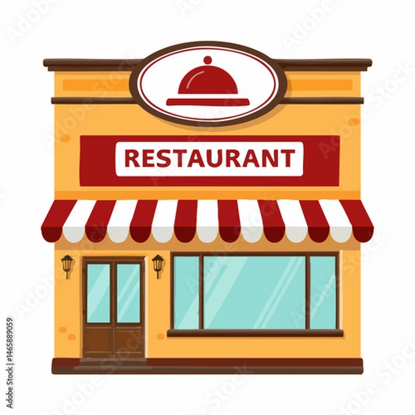 Fototapeta Restaurant Building Facade Vector Illustration. Vector Image