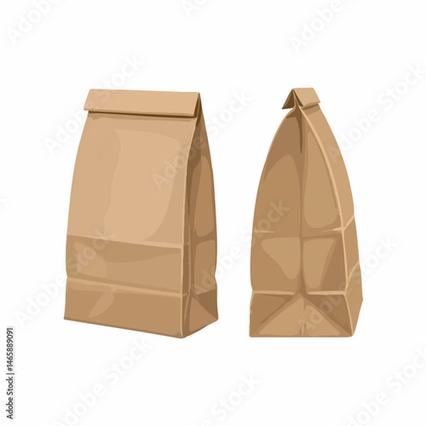 Obraz Paper Bags Full and Folded Views. Vector Image