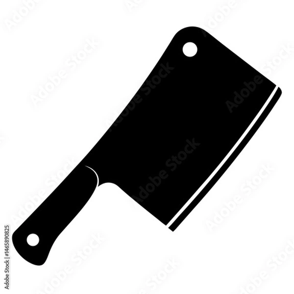 Fototapeta Simple black and white vector silhouette of a meat cleaver design