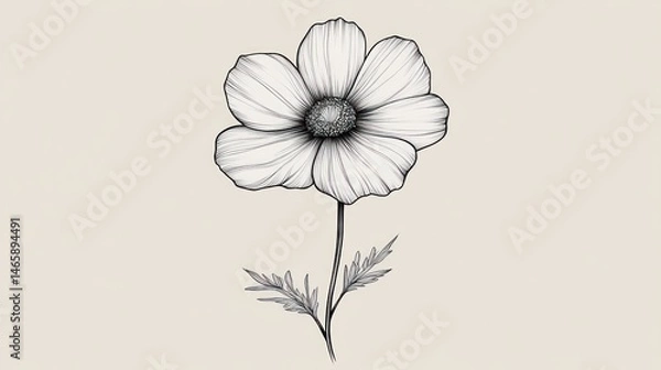 Fototapeta Elegant line drawing of a flower