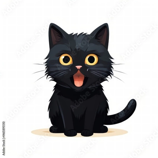 Obraz an AI Image Generator, Black Cat Illustration
