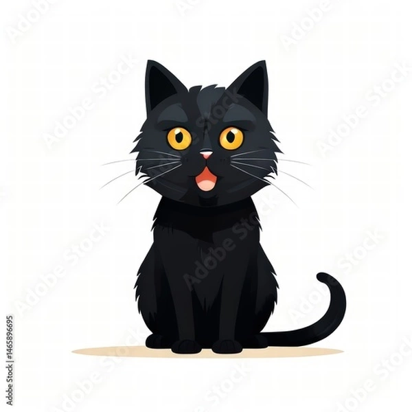 Fototapeta an AI Image Generator, Black Cat Illustration