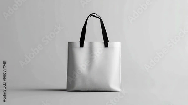 Fototapeta White Tote Bag with Black Handles: Fashionable and Reusable Mockup