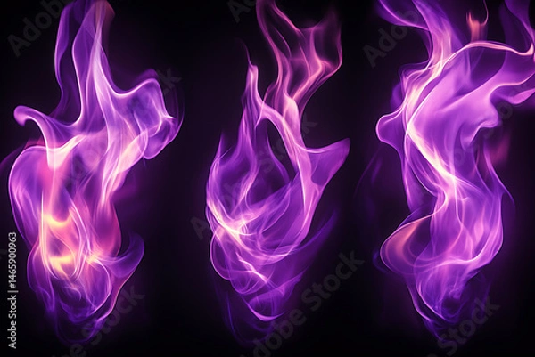 Fototapeta Abstract purple flames dancing against a dark backdrop, creating a mesmerizing visual effect