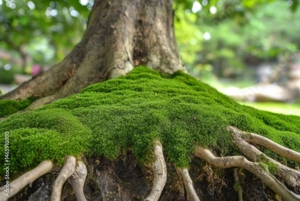 Fototapeta moss on the tree in the forest 