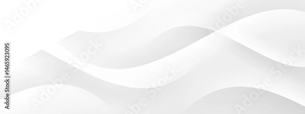 Obraz White abstract background with wavy lines suitable for modern designs, digital art, web banners, presentations, and wallpapers.