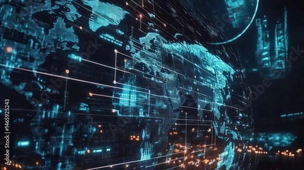 Obraz Global Network: A Visualization of Worldwide Digital Connections