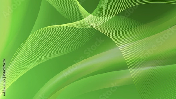 Fototapeta Green background with light white lines and curves. Suitable for modern designs, technology concepts, and innovative visuals in various projects.