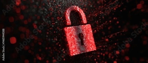 Obraz Digital padlock graphic with binary elements, symbolizing cybersecurity and data protection.