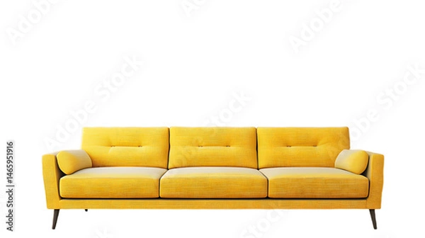 Fototapeta Vibrant Yellow Couch in Modern Minimalist Design for Stylish Home Interiors and Living Spaces
