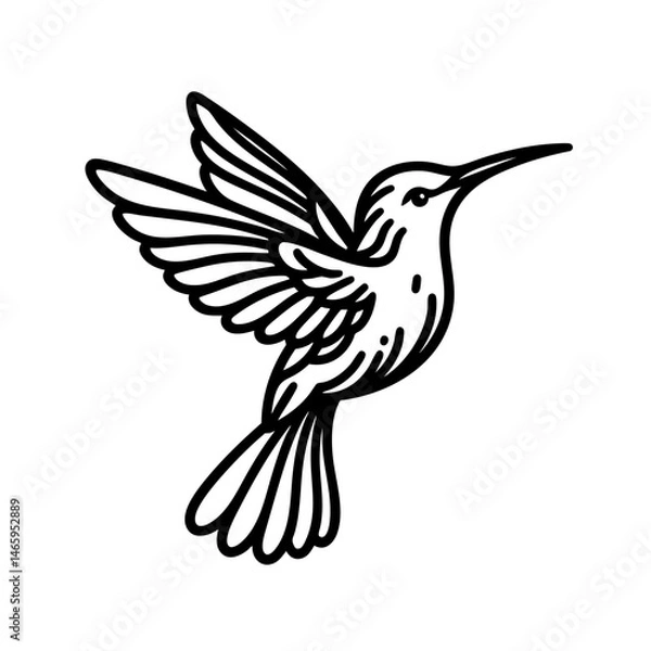 Obraz Hummingbird in Flight  Elegant Bird Line Art