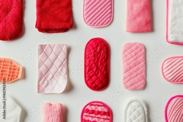 Fototapeta Various Sanitary Pads on Display for Composition