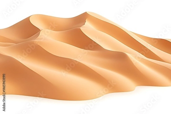 Fototapeta Undulating sand dunes, smooth texture, light beige color, isolated on white background.  Evokes arid landscape