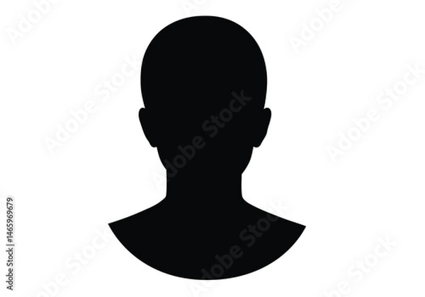 Obraz Head and shoulder silhouette. This image shows a silhouette of a human head and shoulders, representing a person�s upper body and facial profile. Vector clipart illustration design.