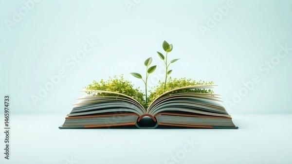 Obraz 3D plant sprouting from open book of success