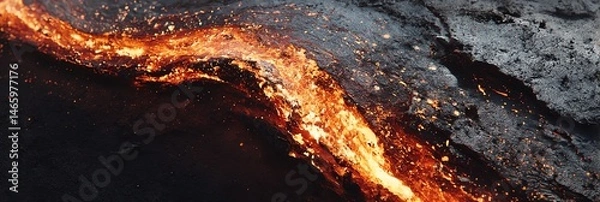 Fototapeta Witness the mesmerizing power of nature with this Ultra HD slow-motion footage of volcanic lava flowing, capturing every fiery detail in stunning 4K resolution