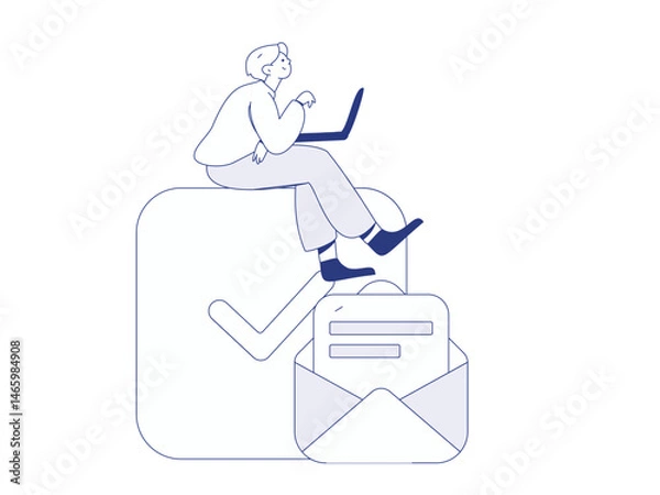 Obraz Personnel doing job interview flat vector concept operation hand drawn illustration
