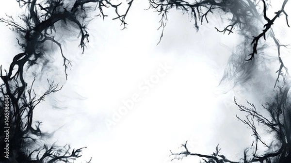 Obraz Dark branches frame a pale white center