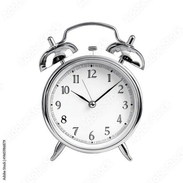 Fototapeta Alarm clock with ringing bells isolated on transparent or white background.