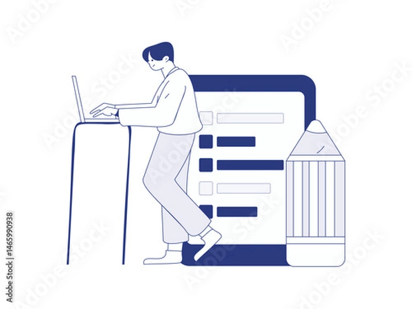 Obraz Personnel doing job interview flat vector concept operation hand drawn illustration
