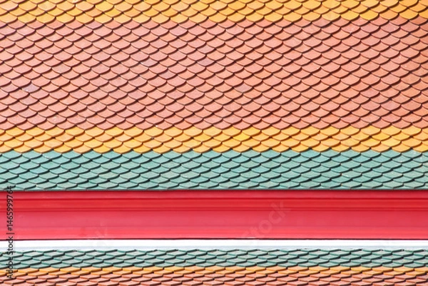 Fototapeta Roof tile temple seamless patterns colorful on background