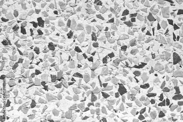 Fototapeta Terrazzo black white grey patterns on floor background