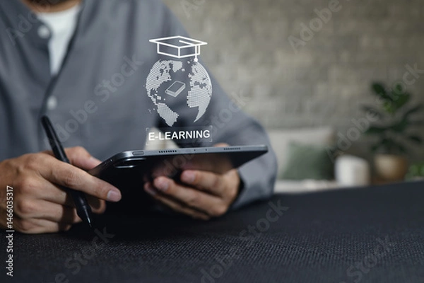 Obraz Engaging in E-Learning with Online Education Systems for Distance Learning