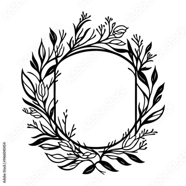 Fototapeta Botanical oval frame adorned with delicate floral elements for creative designs