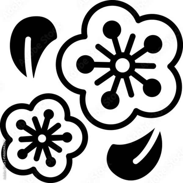 Obraz plum blossom solid line icon