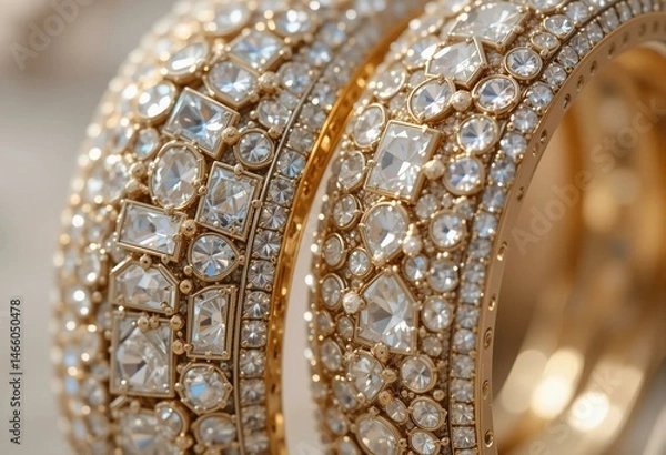 Fototapeta Diamond bracelet with opulent design and sparkling stones in luxurious, glamorous style.
