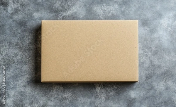 Obraz A plain, rectangular cardboard box sits on a textured gray surface