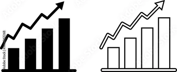 Fototapeta Growing bar graph icon set. Data statistics analysis info graphic chart