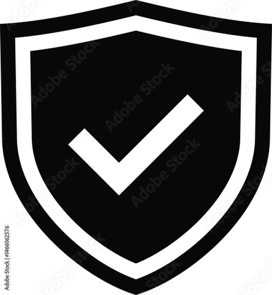 Fototapeta Verified Shield Icon with Check Mark Symbol Vector Isolated on Transparent PNG