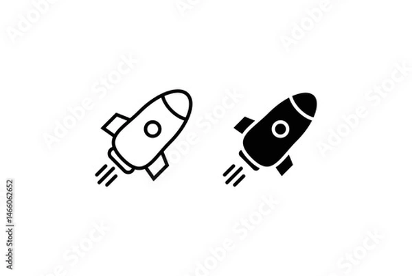 Fototapeta  Rocket Icon Vector Set in Filled and Outline Symbol
