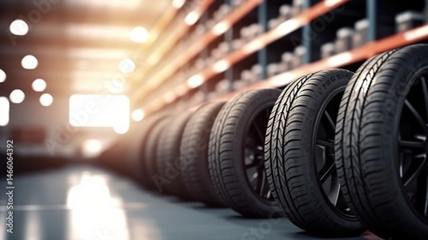 Obraz New Tires In Warehouse