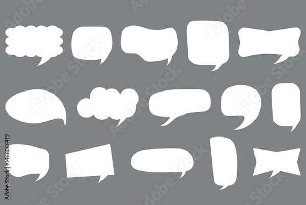 Fototapeta Speech bubbles collection various shapes. Hand drawn vector speech bubble. Empty speech bubble white quote. communication frames. Message box could.  Comic chat message. 