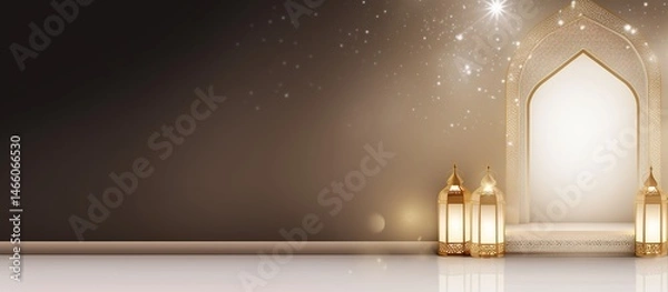Obraz Golden Ramadan Lantern Background