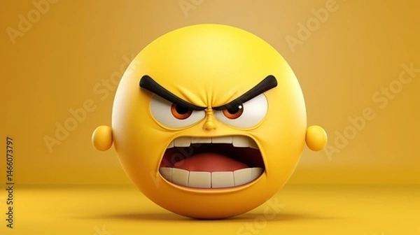 Obraz anger 3D emoji on isolated yellow background