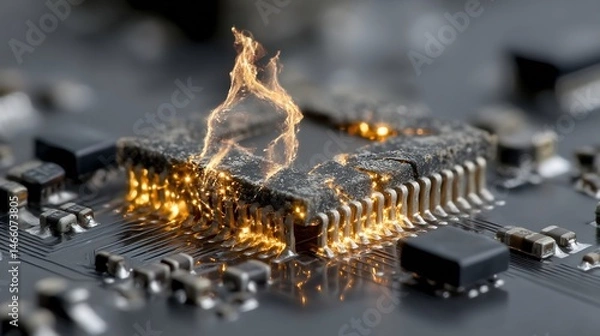 Obraz Burning Microchip Tech Failure CloseUp. (1)